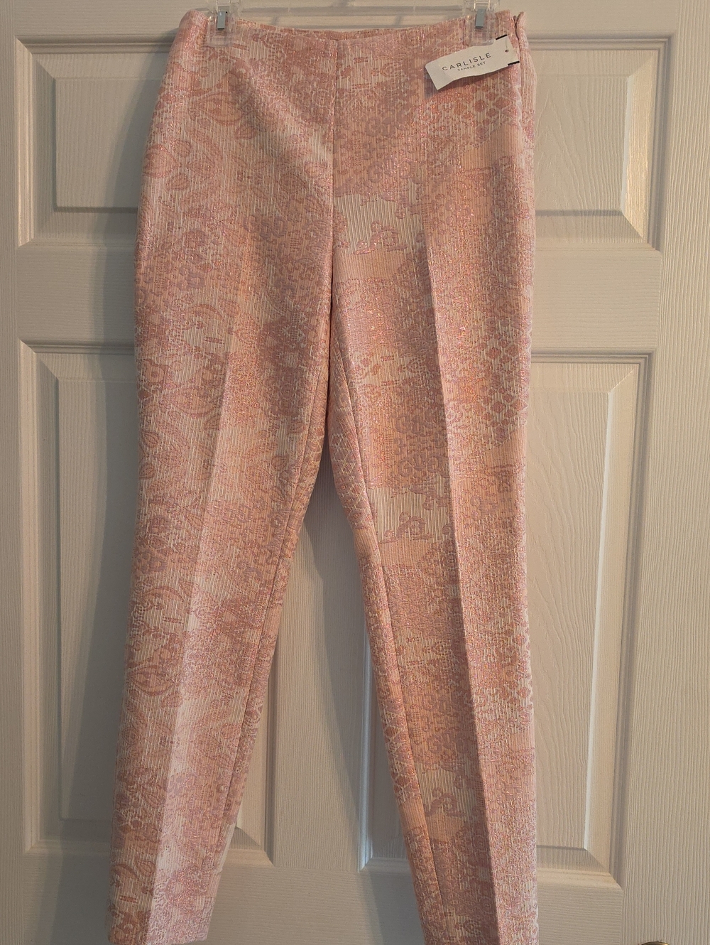 Carlisle Pink Patterned Skinny Tailored Pants